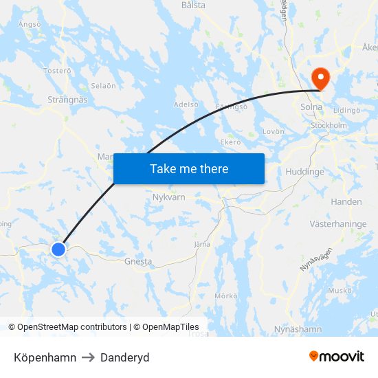 Köpenhamn to Danderyd map