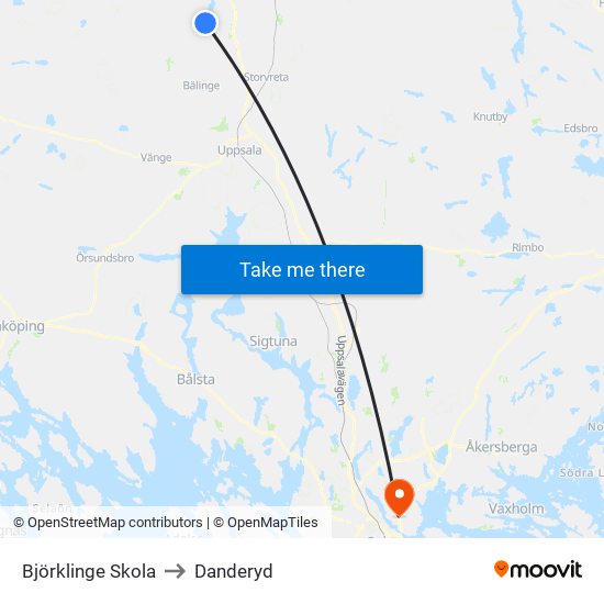 Björklinge Skola to Danderyd map