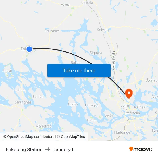 Enköping Station to Danderyd map