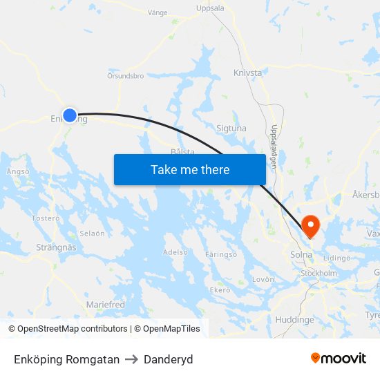 Enköping Romgatan to Danderyd map