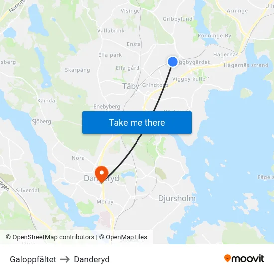 Galoppfältet to Danderyd map