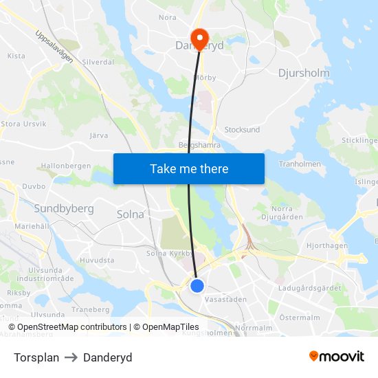 Torsplan to Danderyd map