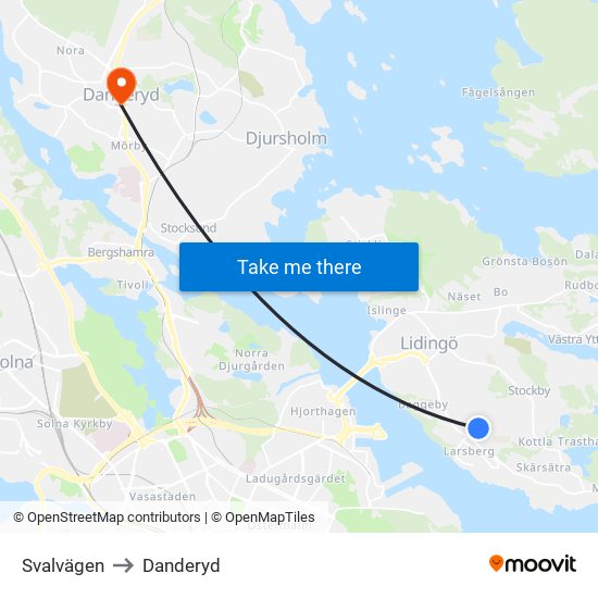 Svalvägen to Danderyd map