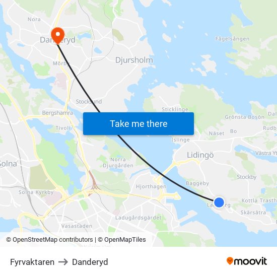 Fyrvaktaren to Danderyd map