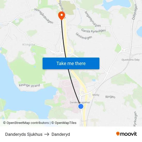 Danderyds Sjukhus to Danderyd map