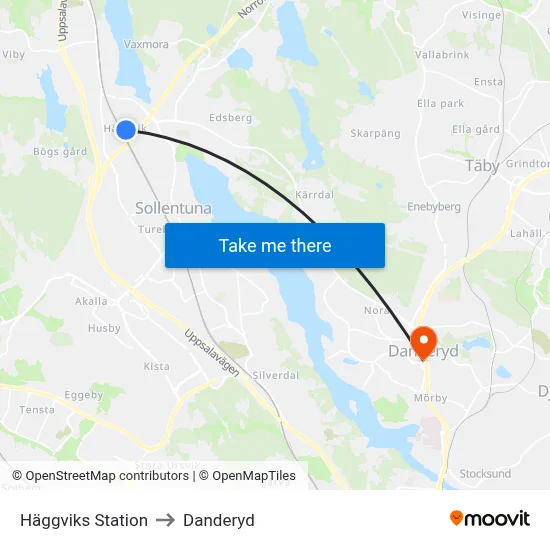 Häggviks Station to Danderyd map