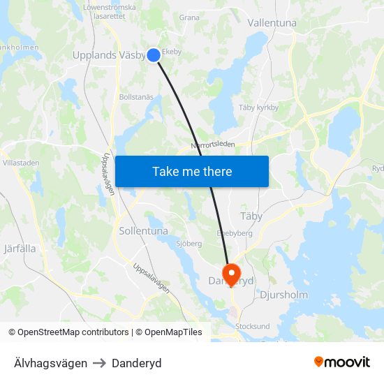 Älvhagsvägen to Danderyd map