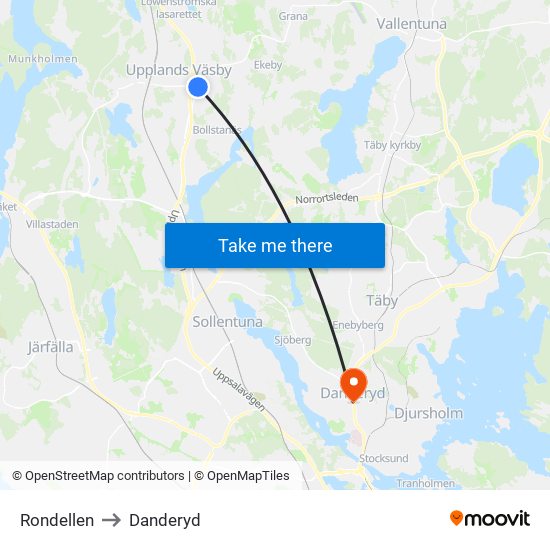 Rondellen to Danderyd map