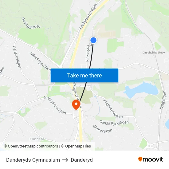 Danderyds Gymnasium to Danderyd map