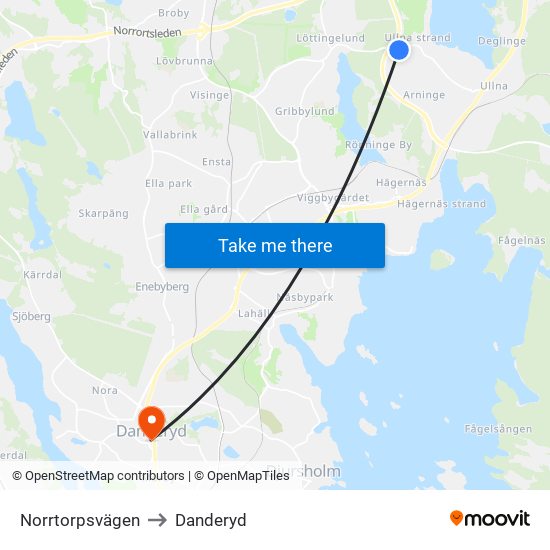 Norrtorpsvägen to Danderyd map