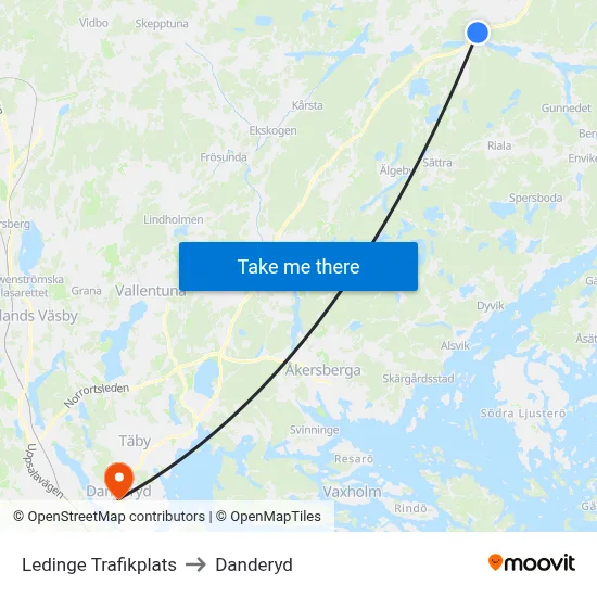Ledinge Trafikplats to Danderyd map