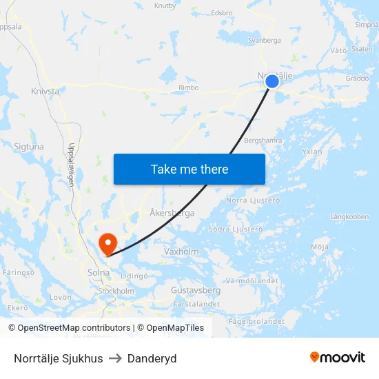 Norrtälje Sjukhus to Danderyd map