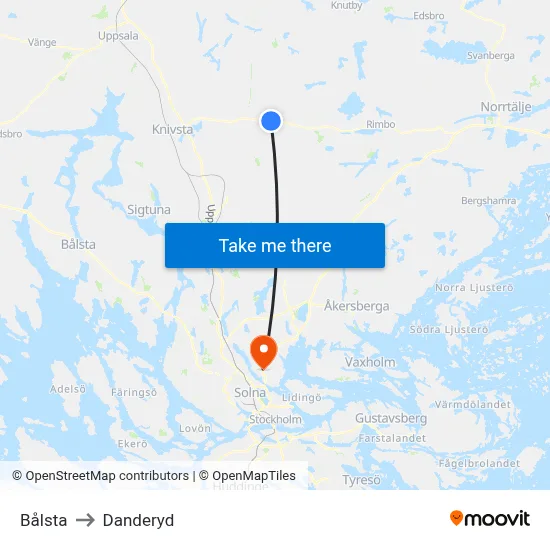 Bålsta to Danderyd map