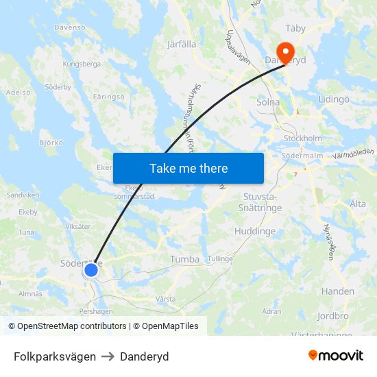Folkparksvägen to Danderyd map