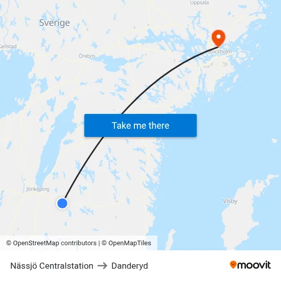 Nässjö Centralstation to Danderyd map