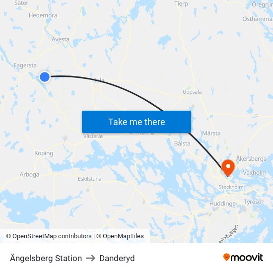 Ängelsberg Station to Danderyd map