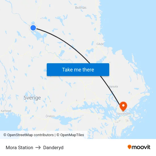 Mora Station to Danderyd map