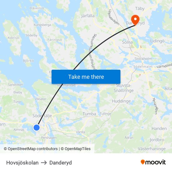 Hovsjöskolan to Danderyd map