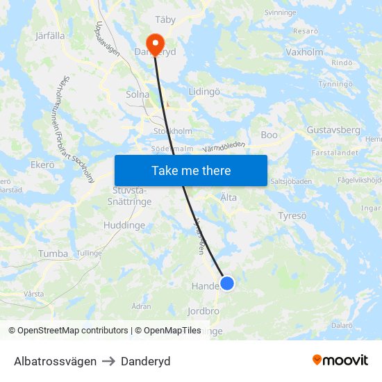 Albatrossvägen to Danderyd map