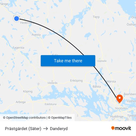 Prästgärdet (Säter) to Danderyd map