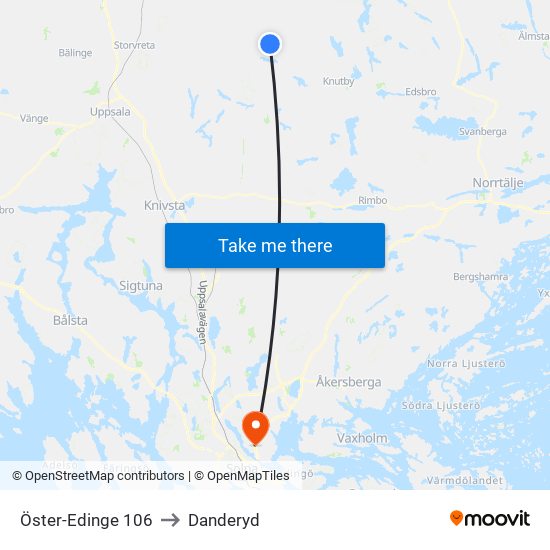 Öster-Edinge 106 to Danderyd map