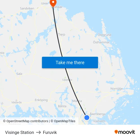Visinge Station to Furuvik map