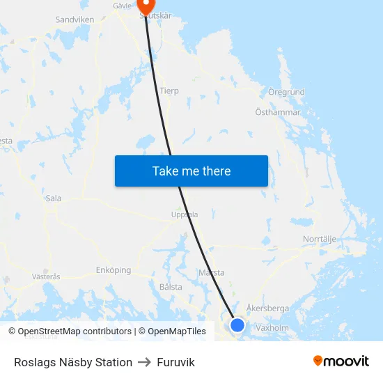 Roslags Näsby Station to Furuvik map