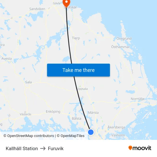 Kallhäll Station to Furuvik map