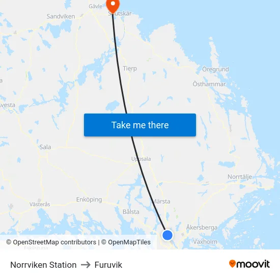 Norrviken Station to Furuvik map