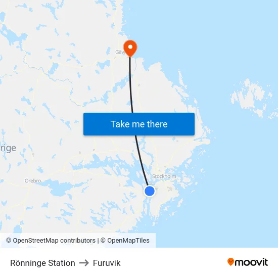 Rönninge Station to Furuvik map