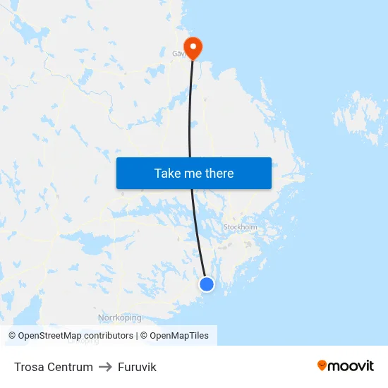 Trosa Centrum to Furuvik map