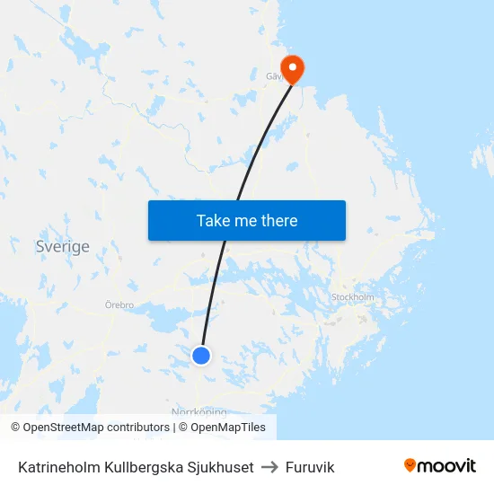 Katrineholm Kullbergska Sjukhuset to Furuvik map