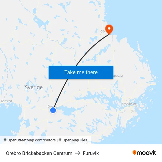 Örebro Brickebacken Centrum to Furuvik map