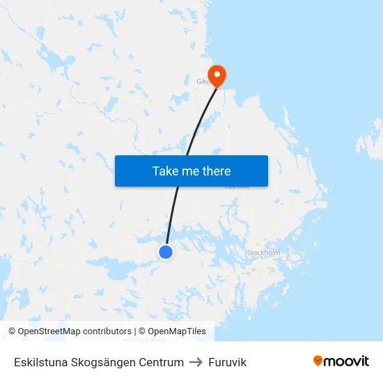 Eskilstuna Skogsängen Centrum to Furuvik map