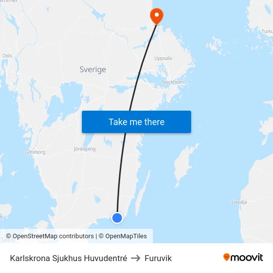 Karlskrona Sjukhus Huvudentré to Furuvik map