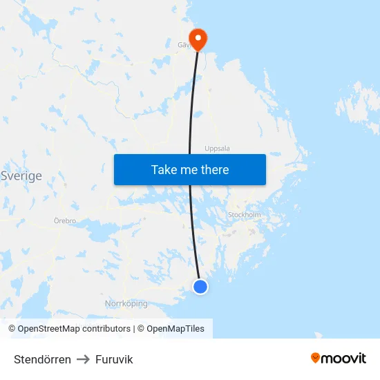 Stendörren to Furuvik map