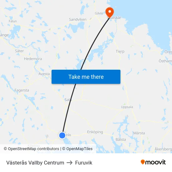 Västerås Vallby Centrum to Furuvik map