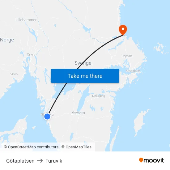 Götaplatsen to Furuvik map