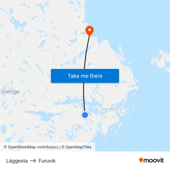 Läggesta to Furuvik map