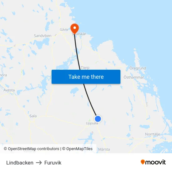 Lindbacken to Furuvik map