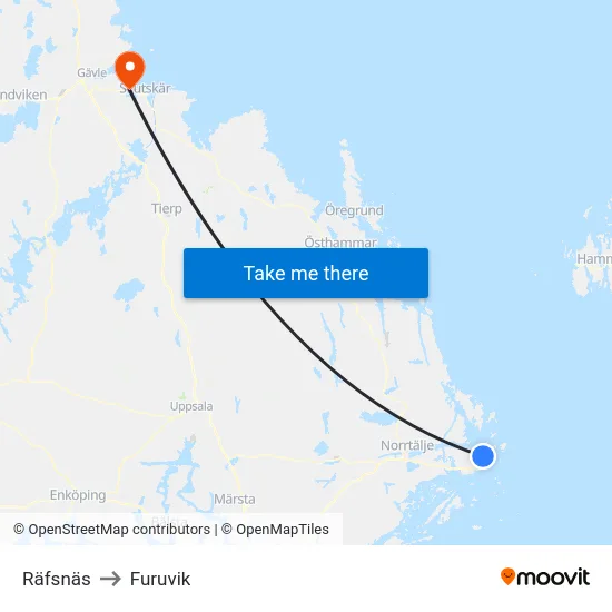 Räfsnäs to Furuvik map