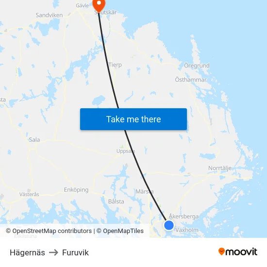 Hägernäs to Furuvik map