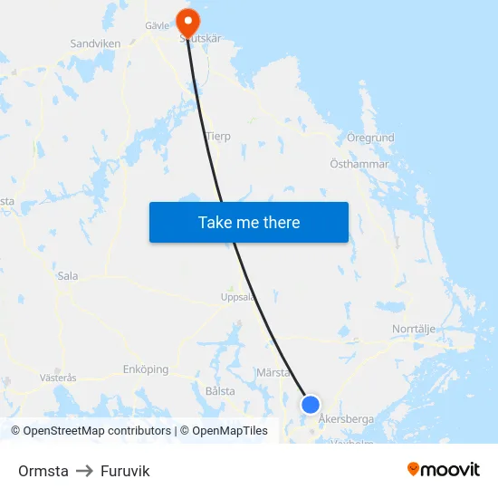 Ormsta to Furuvik map