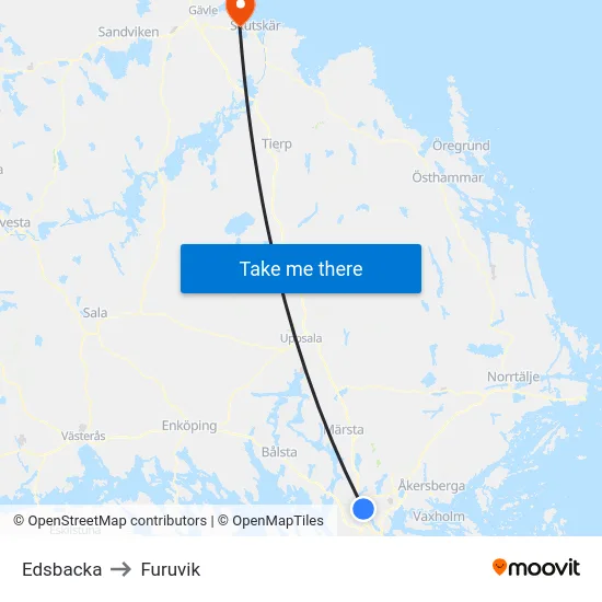 Edsbacka to Furuvik map