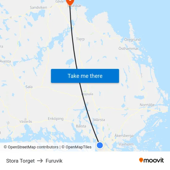 Stora Torget to Furuvik map