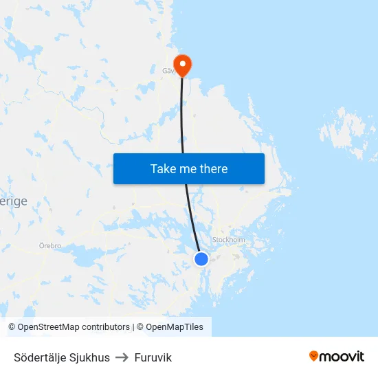 Södertälje Sjukhus to Furuvik map