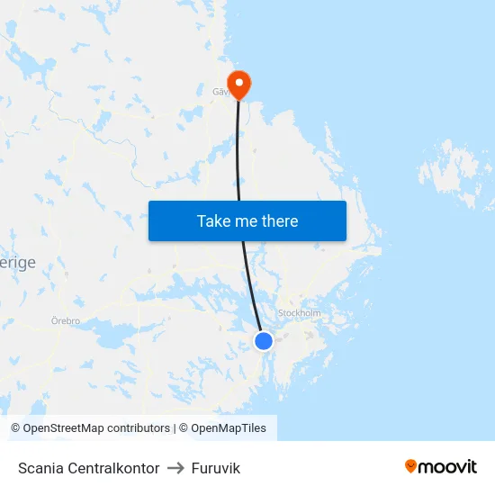 Scania Centralkontor to Furuvik map