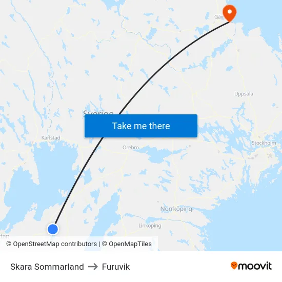 Skara Sommarland to Furuvik map