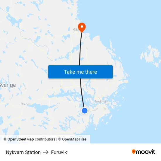 Nykvarn Station to Furuvik map