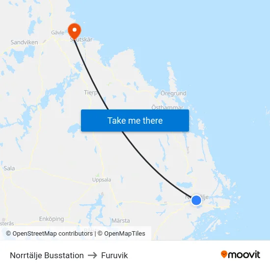 Norrtälje Busstation to Furuvik map